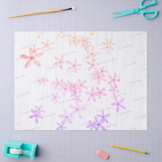 "White Posie Pattern" Tissue Paper  薄葉紙 (クラフト)
