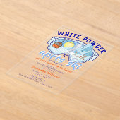 White Powder & Apres Ski Mountain Ski Bachelorette アクリル招待状 (レイダウン)