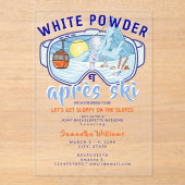 White Powder & Apres Ski Mountain Ski Bachelorette アクリル招待状 (正面)