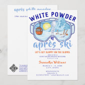 White Powder & Apres Ski Mountain Ski Bachelorette 招待状 (正面/裏面)
