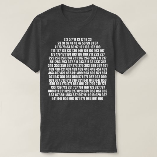 White prime numbers tシャツ (デザイン正面)