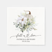 White PumpkinとEucalyptus Fall in Love ウェディング スタンダードカクテルナプキン (正面)