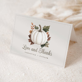 White Pumpkin Autumn Baby Shower Thank You Card サンキューカード