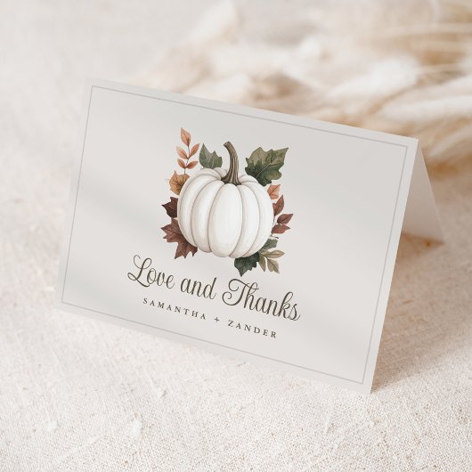White Pumpkin Autumn Baby Shower Thank You Card サンキューカード