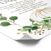 White Pumpkin Baby Shower Night Diapers Sign ポスター (角)