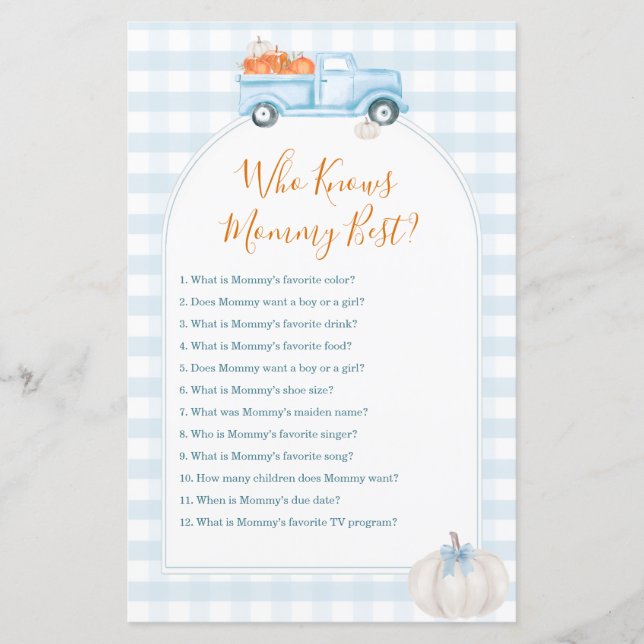 White Pumpkin Blue Truck Who Knows Mommy Best Game (正面)