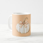 White Pumpkin Peach Orange Cream Bow コーヒーマグカップ (正面左)