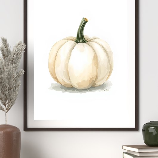 White Pumpkin Poster | Elegant Fall Aesthetic ポスター