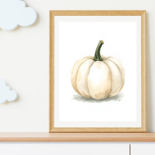 White Pumpkin Poster | Elegant Fall Aesthetic ポスター