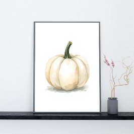 White Pumpkin Poster | Elegant Fall Aesthetic ポスター