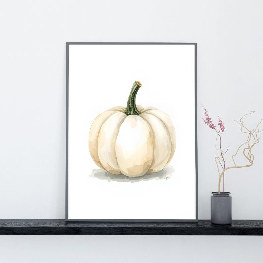 White Pumpkin Poster | Elegant Fall Aesthetic ポスター