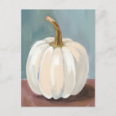 White Pumpkin Thanksgiving Watercolor シーズンポストカード (正面)