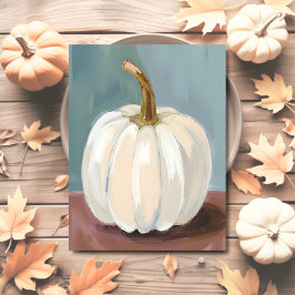 White Pumpkin Thanksgiving Watercolor シーズンポストカード