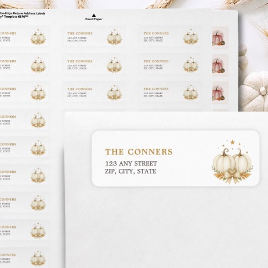 White Pumpkins Twin Baby Shower Return Address ラベル