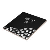 White Puppy Paw Prints Editable Text Black  タイル (側面)