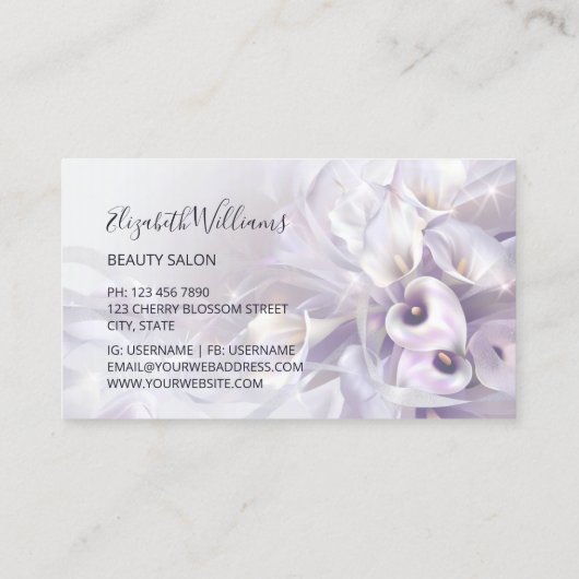 White Purple Calla Flower Logo 名刺 (裏面)