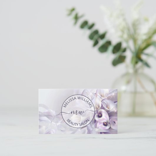 White Purple Calla Flower Logo 名刺 (スタンド正面)