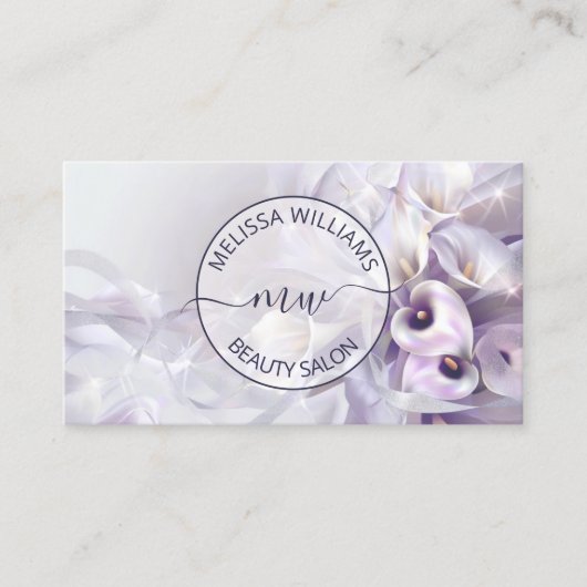 White Purple Calla Flower Logo 名刺 (正面)
