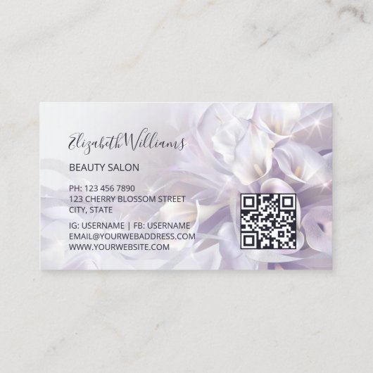 White Purple Calla Flower Logo 名刺 (裏面)