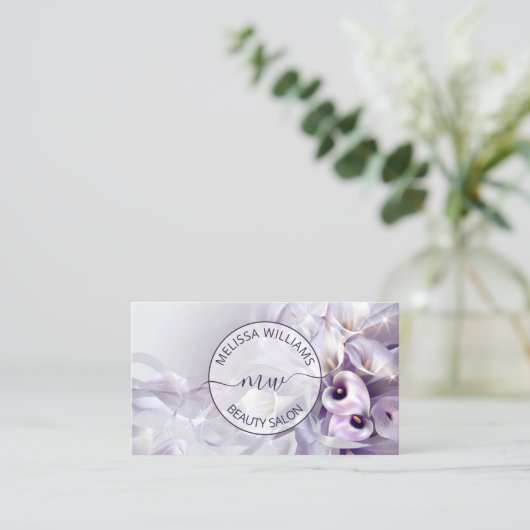 White Purple Calla Flower Logo 名刺 (スタンド正面)