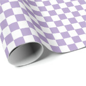 White & Purple Checkerboard Wrapping Paper Roll ラッピングペーパー (ロールコーナー)
