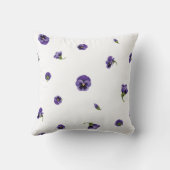 White Purple Japanese Pansy Floral Pattern クッション (裏面)