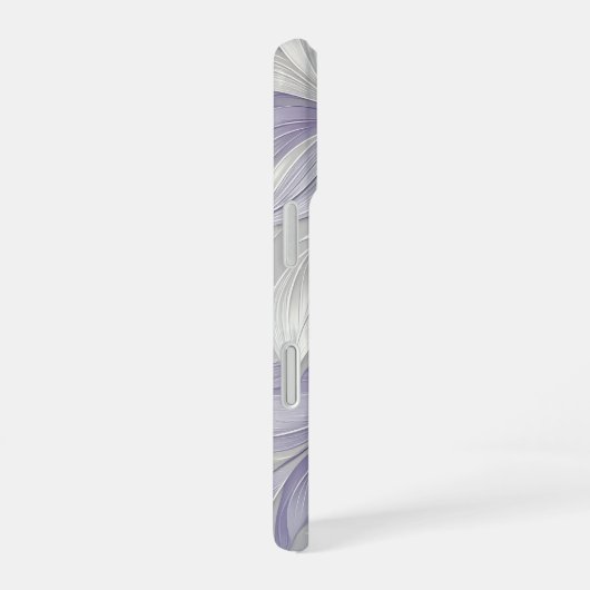 White Purple Leaf Elegant Pattern iPhone 16ケース (右側面)