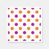 White Purple Orange Polka Dots Pattern スタンダードカクテルナプキン (正面)