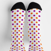 White Purple Orange Polka Dots Pattern ソックス (上部)