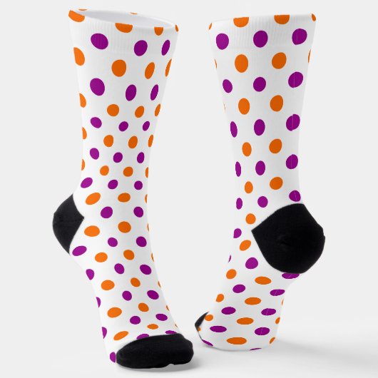 White Purple Orange Polka Dots Pattern ソックス (傾斜あり)
