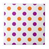 White Purple Orange Polka Dots Pattern タイル (正面)