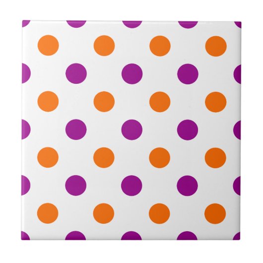 White Purple Orange Polka Dots Pattern タイル (正面)
