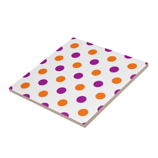 White Purple Orange Polka Dots Pattern タイル (側面)