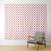 White Purple Orange Polka Dots Pattern タペストリー (インサイチュ(横))