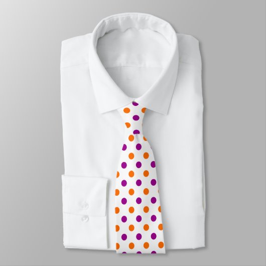 White Purple Orange Polka Dots Pattern ネクタイ (タイ)