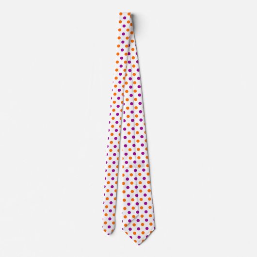 White Purple Orange Polka Dots Pattern ネクタイ (裏面)