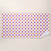 White Purple Orange Polka Dots Pattern ビーチタオル (正面)