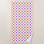 White Purple Orange Polka Dots Pattern ビーチタオル (正面)