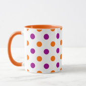 White Purple Orange Polka Dots Pattern マグカップ (左)