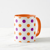 White Purple Orange Polka Dots Pattern マグカップ (正面右)