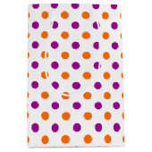White Purple Orange Polka Dots Pattern ミディアムペーパーバッグ (正面)