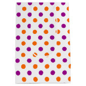 White Purple Orange Polka Dots Pattern ミディアムペーパーバッグ (裏面)