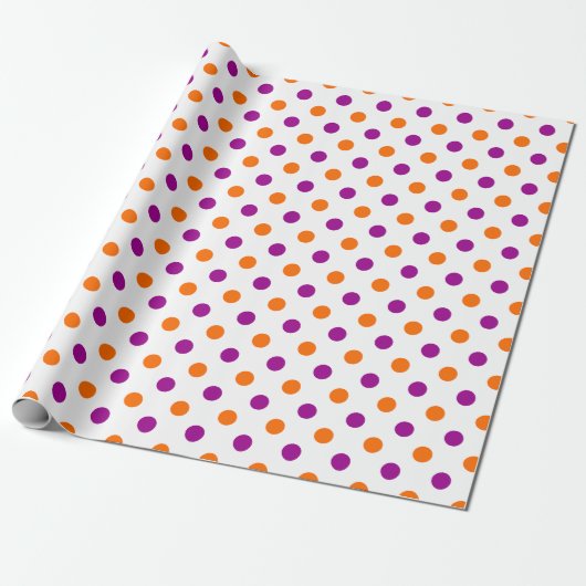 White Purple Orange Polka Dots Pattern ラッピングペーパー (アンロールド)
