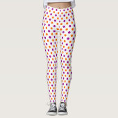 White Purple Orange Polka Dots Pattern レギンス (正面)