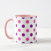 White Purple Pink Polka Dots Pattern  マグカップ (左)
