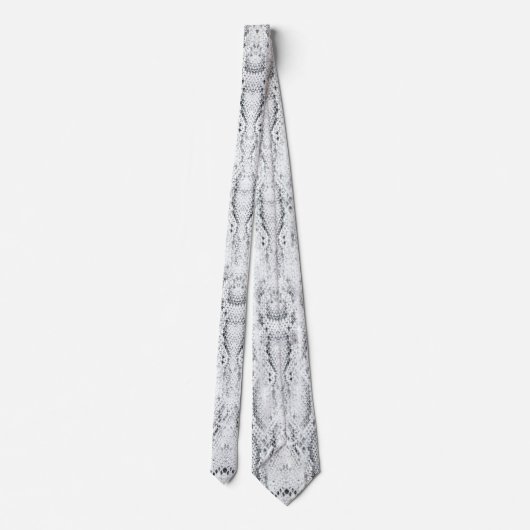 White Python Snake Skin Print Neck Tie ネクタイ (裏面)