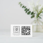 White QR Code | モダンでミニマルなカスタム連絡先 名刺 (スタンド正面)