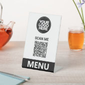 White Qr Code Menu | Logo Contactless Modern 台座サイン (インサイチュ)