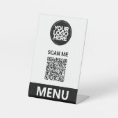 White Qr Code Menu | Logo Contactless Modern 台座サイン (正面)