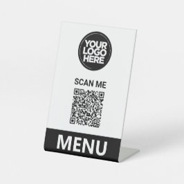 White Qr Code Menu | Logo Contactless Modern 台座サイン